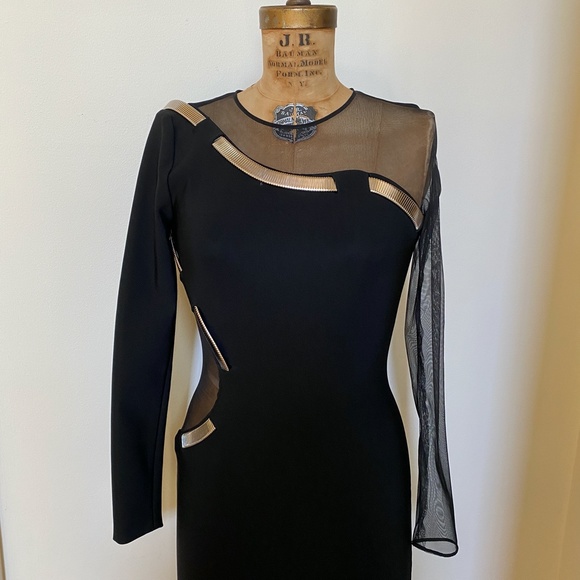 Mugler Runway Black Chain Link Cut-Out Sheet Dress - Picture 9 of 16